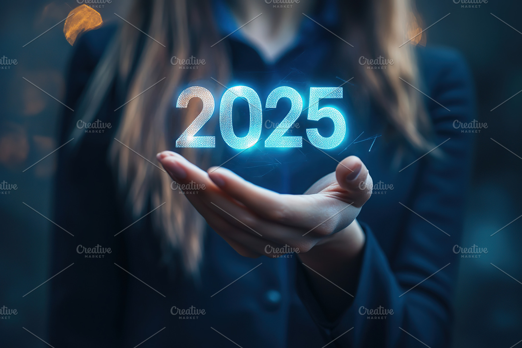 Businesswoman hand with number 2025, plans for new year, a Photo by AlyaAnd