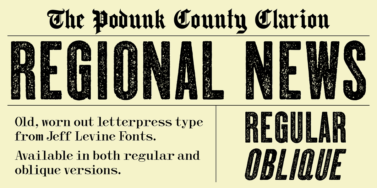 Regional News JNL, a Sans Serif Font by Jeff Levine Fonts (Photo 1 of 5)