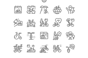 World Bicycle Day Line Icons