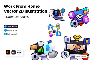 Work From Home Illustration, an Object Illustration by SLAB! Design