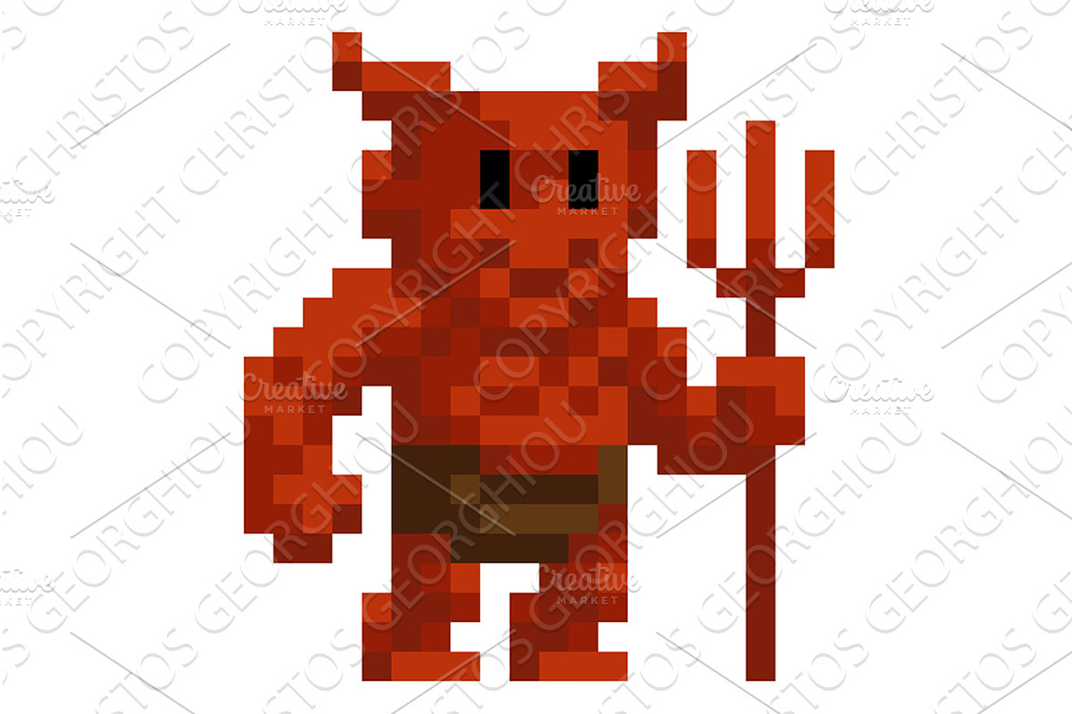 Devil Demon Pixel Art Game Cartoon, a Person Illustration by Christos Georghiou