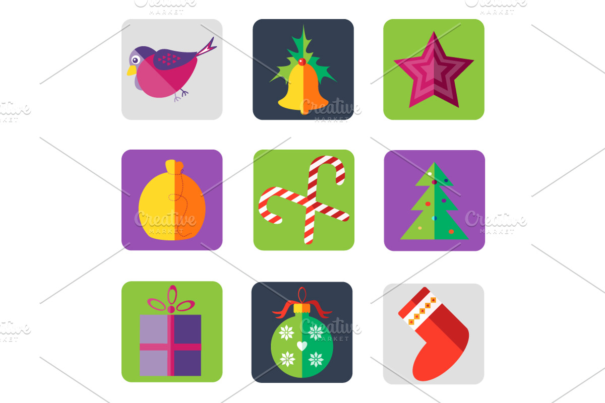 Christmas patterns in a flat style preview 3
