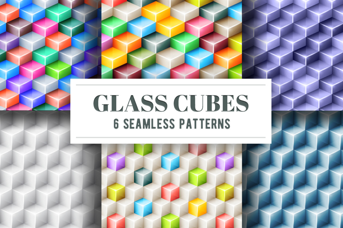 Glass cubes 6 seamless patterns, a Pattern Graphic by yurlick