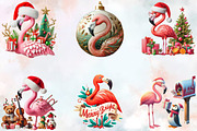Watercolor Christmas Flamingo Clipar, an Illustration by SVGArt (Thumbnail 8 of 8)