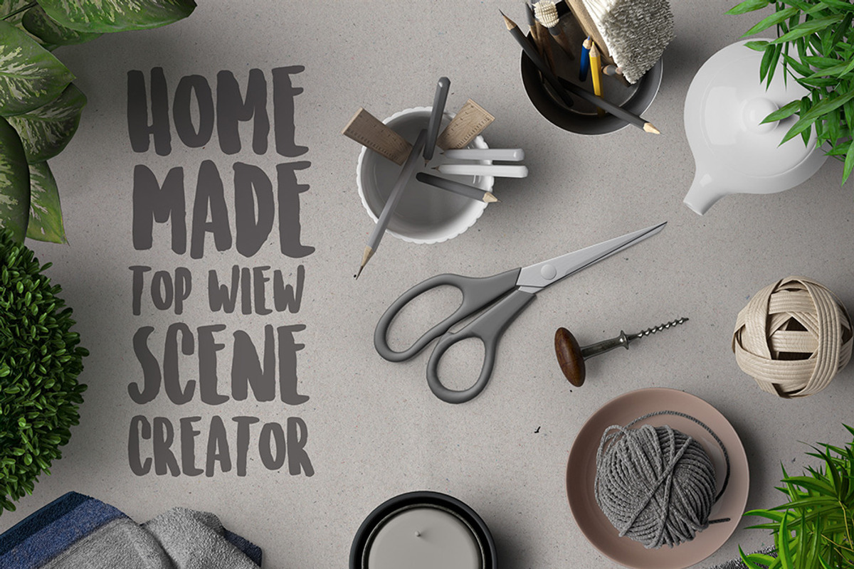 Home Made Top View Scene Creator, a Household Mockup by DesignSomething