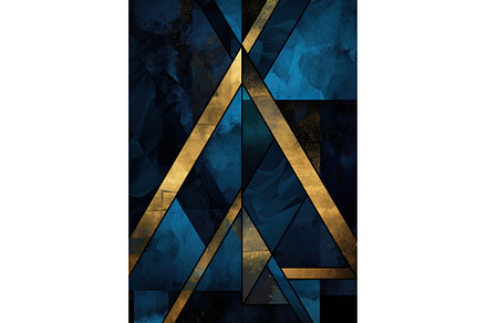 blue black gold triangle abstract, an Abstract Photo by Neirfy