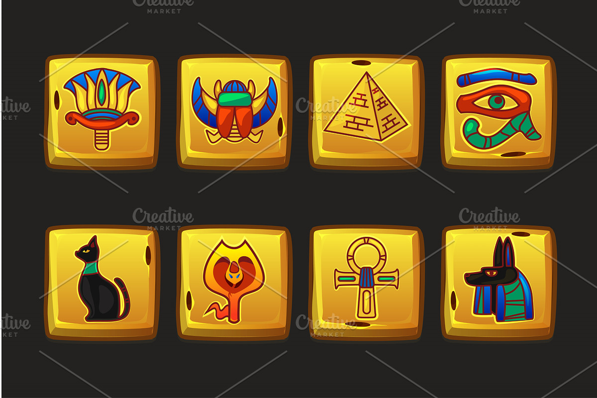 Golden UI symbols set-Egyptian, an Icon by BabySofja