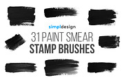 31 Paint Smear Photoshop Brushes, a Brush Add-On by SimplDesign (Thumbnail 1 of 3)