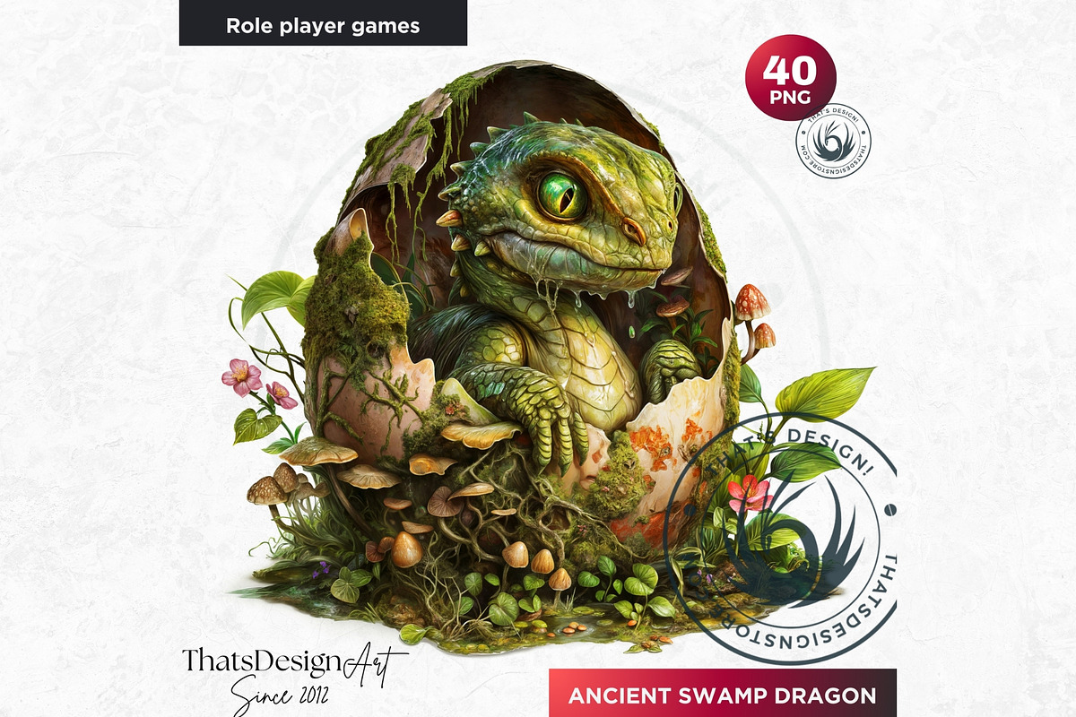 Newborn Dragons clipart set, an Animal Illustration by ThatsDesignArt (Photo 7 of 10)