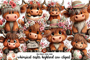 whimsical easter highland cow clipar, an Illustration by Designworld (Thumbnail 1 of 3)