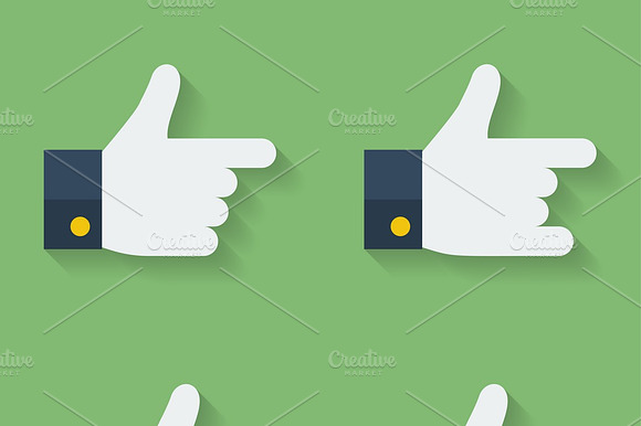 Thumbs Up Icon Set. Flat Style