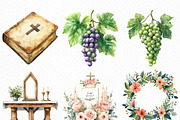 Watercolor First Communion Clipart, an Illustration by Craft Nest (Thumbnail 2 of 6)