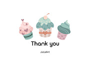 Cupcakes clipart & patterns, a Food Illustration by JulzaArt (Thumbnail 9 of 9)