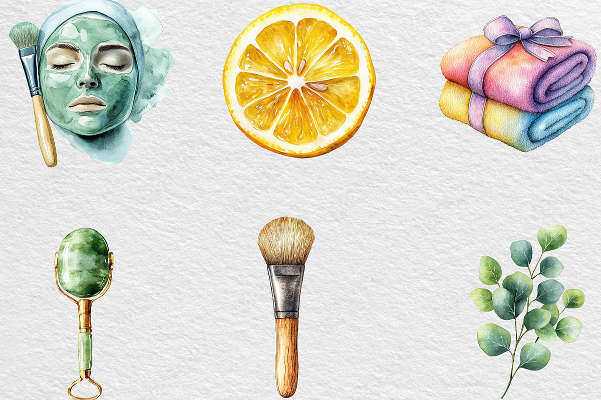 Watercolor Spa Clipart, an Illustration by Black Bird Studio (Photo 6 of 6)