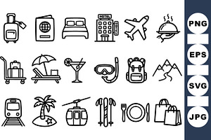 Travel Adventure Icon Set, an Illustration by designvectx