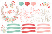 Mint & Coral Floral Heart & Banners, an Illustration by Amanda Ilkov (Thumbnail 4 of 4)