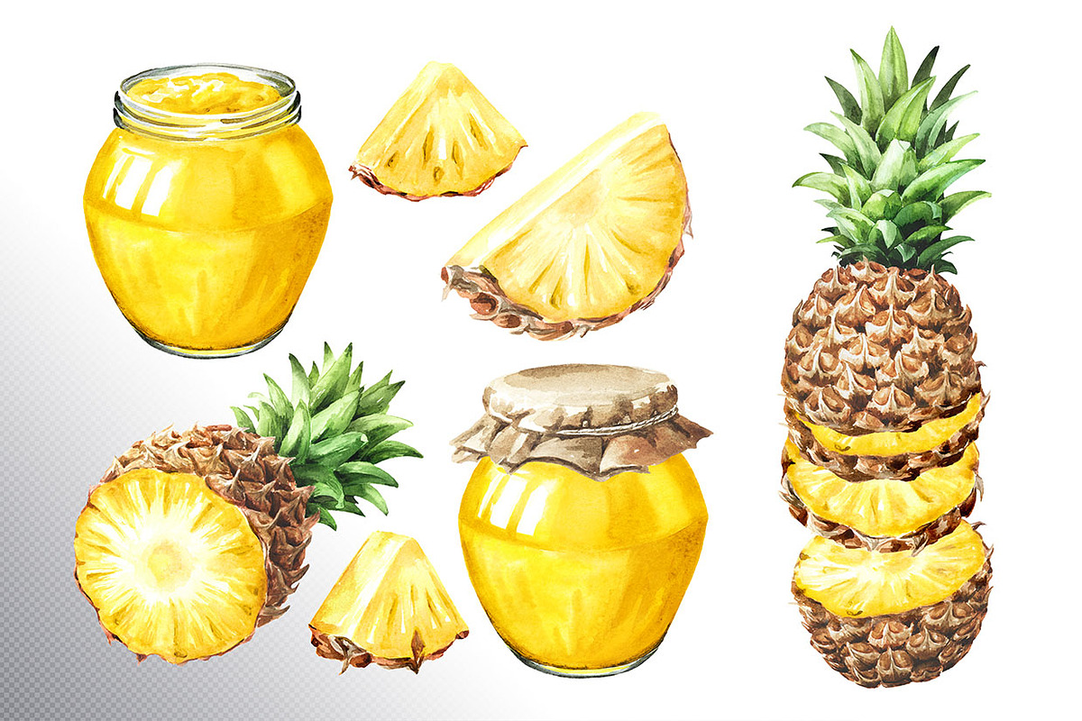 Tropical Pineapple. Hand painted, a Food Illustration by Daria Ustiugova (Photo 17 of 28)