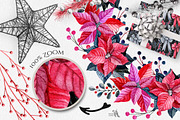Watercolor Red & Black Christmas Set, an Illustration by Fluffy Unicorn (Thumbnail 5 of 6)