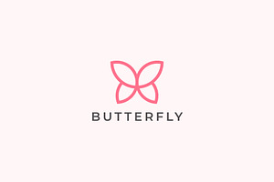 Butterfly Logo. Luxury Line Logotype