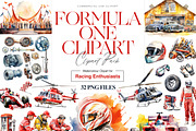 Watercolor Formula 1 Clipart, Racing, a Sport Illustration by BrushstrokeArtGB (Thumbnail 1 of 9)
