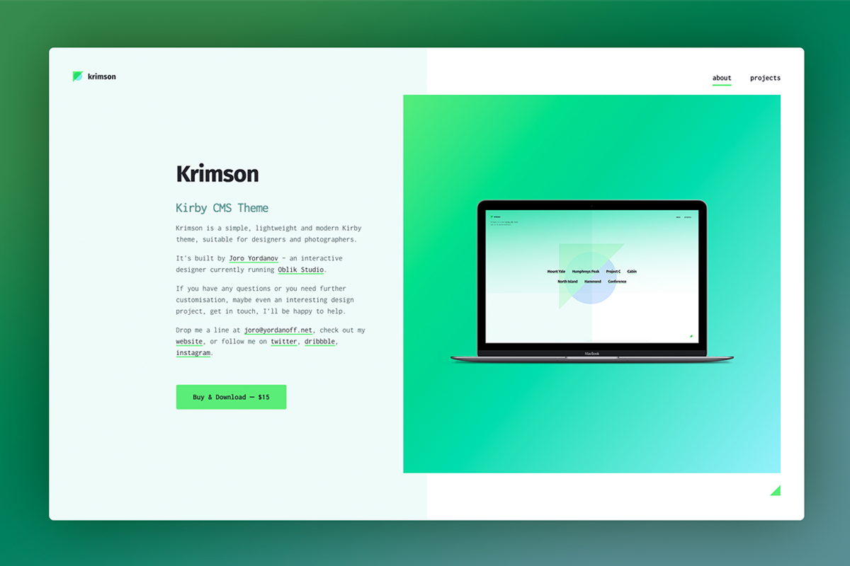 Krimson Theme - Kirby CMS, a Templates & Theme by yordanoff (Photo 1 of 2)