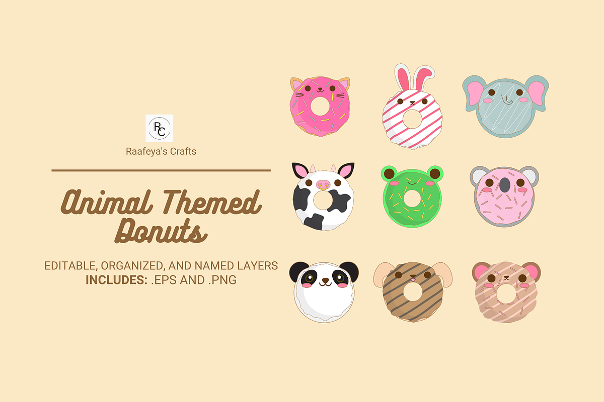 Animal Themed Donuts, a Food Illustration by Raafeya's Crafts (Photo 1 of 10)