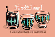 Mid century modern cocktails, an Illustration by Serifs & Whiskey (Thumbnail 1 of 3)