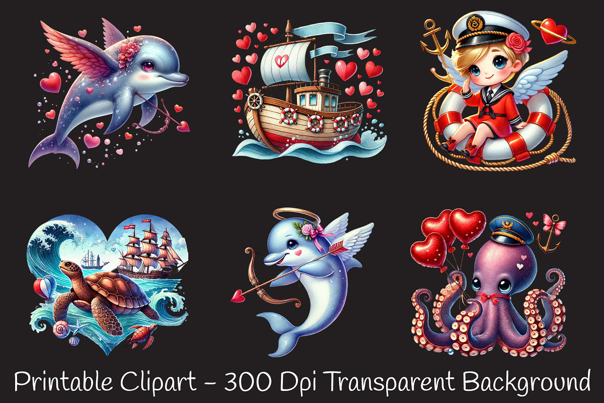 Nautical Valentine's sublimation png, an Illustration by RobertsArt (Photo 7 of 7)
