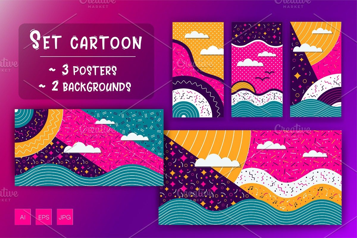 Cartoon set surface. Art., a Decorative Illustration by KENO Mascots (Photo 1 of 3)