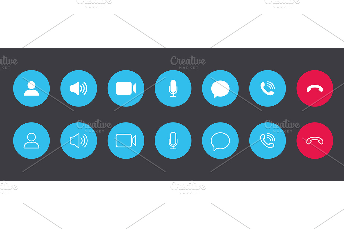 Set of video call icons, an Object Illustration by Vector Creator