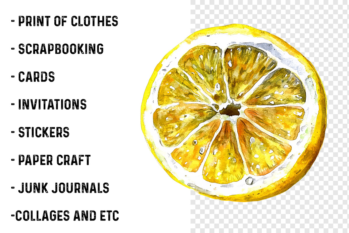 Watercolor Lemon Clipart, an Illustration by SinaCreation (Photo 3 of 7)