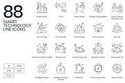 88 Smart Technology Line Icons, an Outline Icon by Flat Icons (Thumbnail 1 of 6)