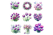 Watercolor Tulips Clipart Bundle, an Illustration by Dream Creation (Thumbnail 4 of 4)