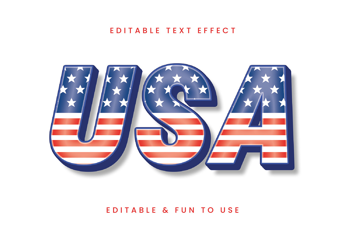 3D USA Flag Text Effect