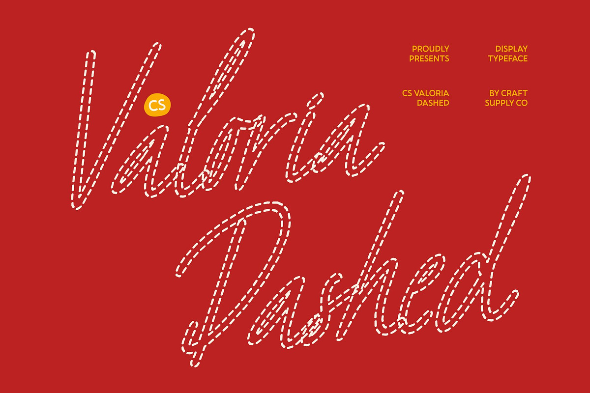 CS Valoria Dashed, a Script Font by Craft Supply Co. (Photo 1 of 8)
