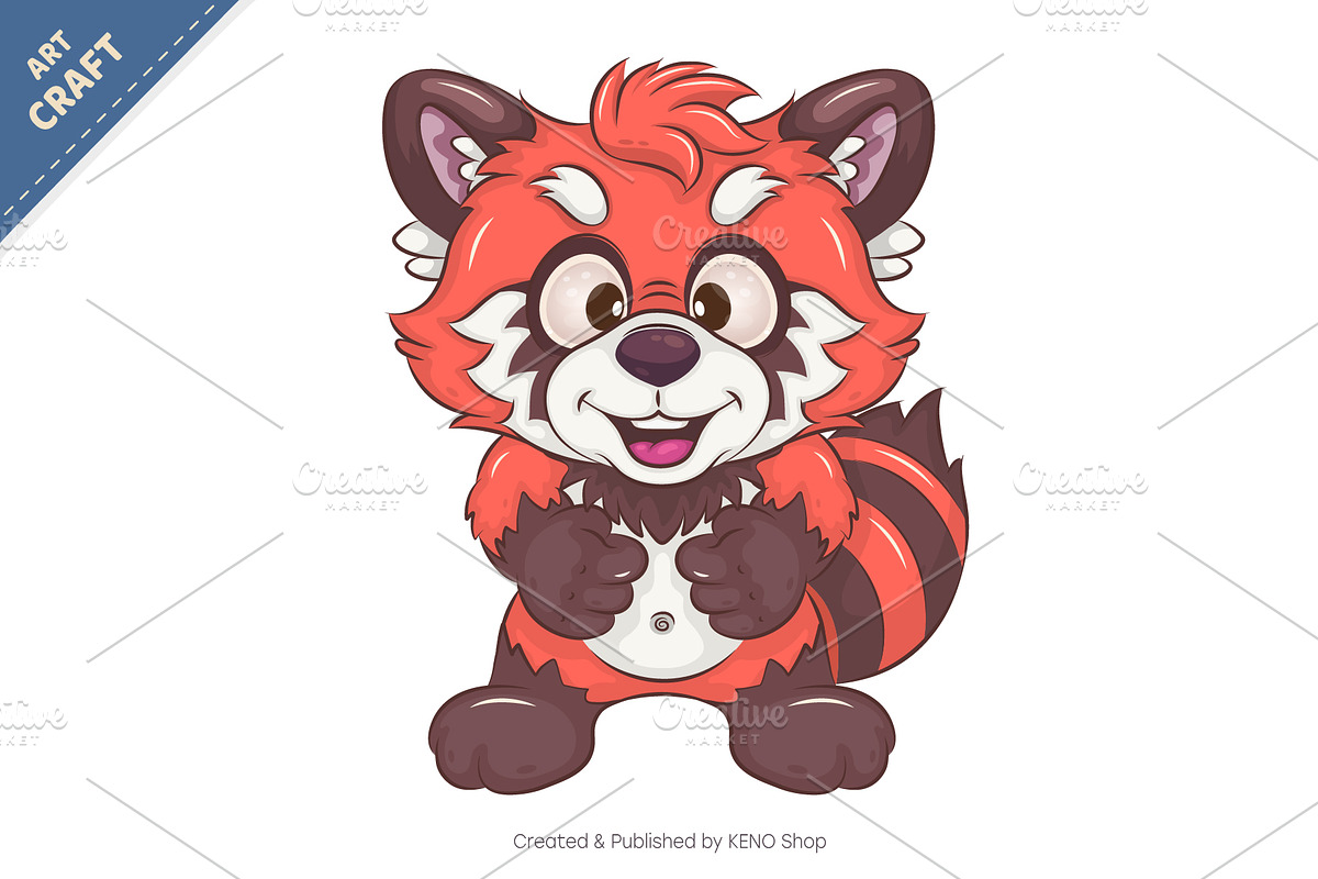 Cute cartoon Red Panda. T-Shirt, PNG, an Animal Illustration by KENO Mascots (Photo 2 of 3)