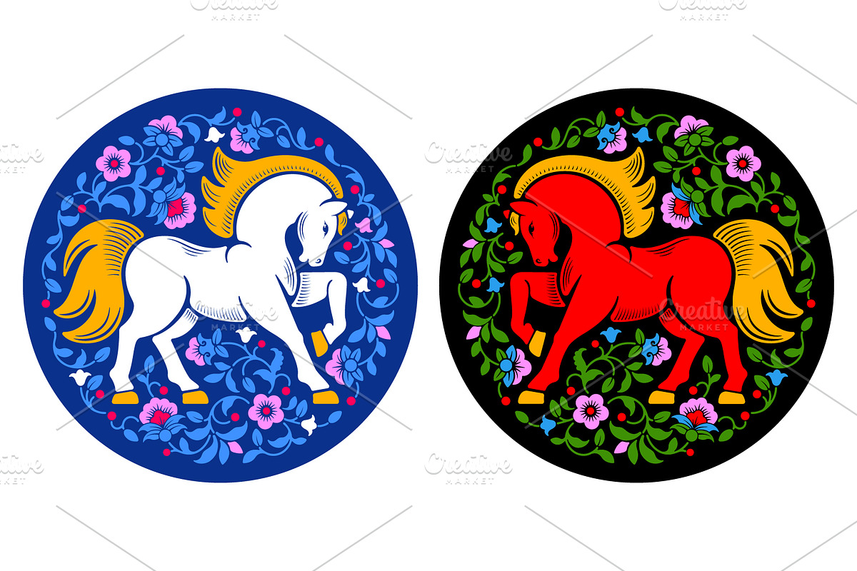 Circle Labels With Horse, an Illustration by Vector beauty (Photo 2 of 3)