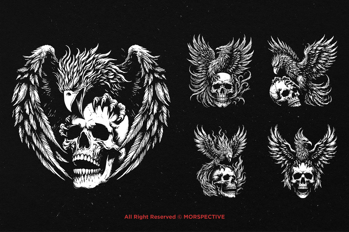 10 Bundle Dark Art Phoenix Bird, an Illustration by Morspective (Photo 3 of 7)