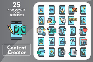 25 Content Creator Line Filled Icons, an Icon by Pexelpy