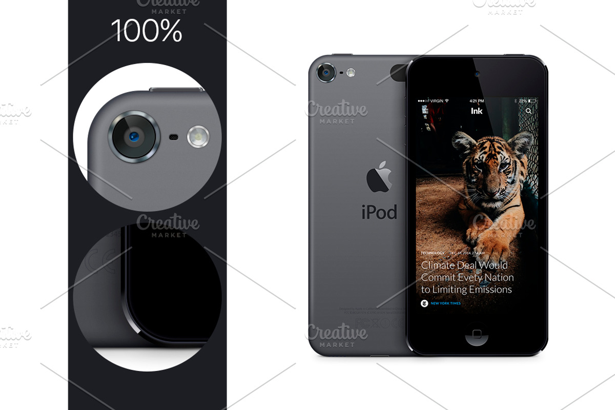 iPod Touch 6G (2015) vector MockUp, a Product Mockup by Alex_Yanko (Photo 5 of 5)