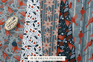 Northern Cardinal Seamless Patterns