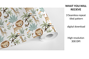 Baby Jungle Animals Seamless Pattern, a Pattern Graphic by SassyCorners (Thumbnail 2 of 4)