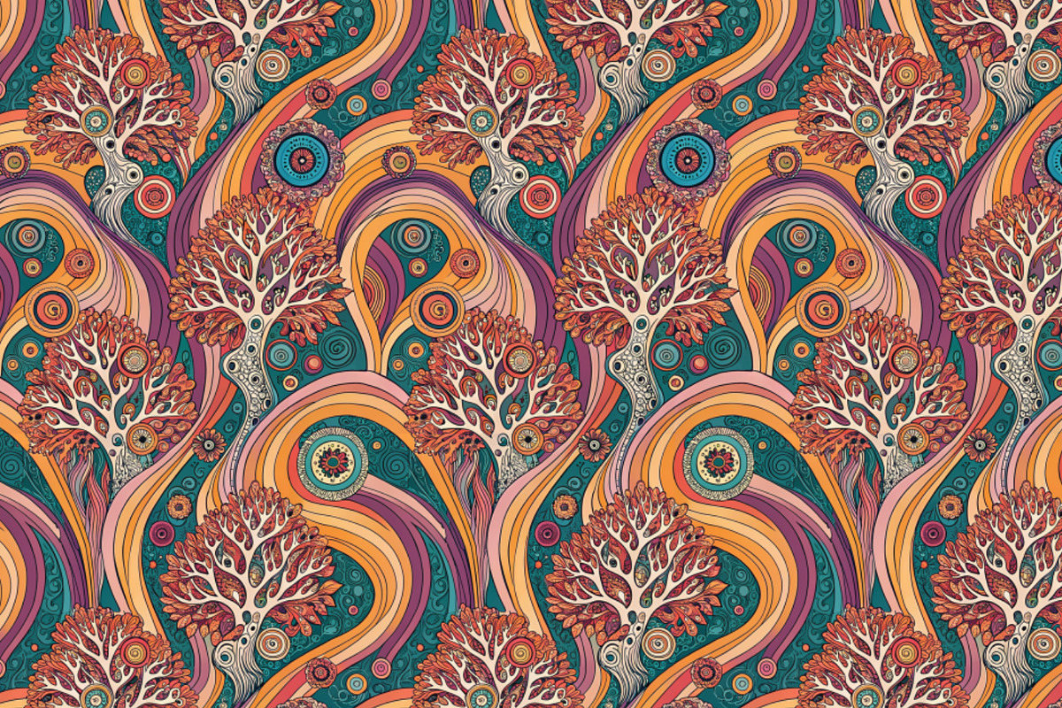 Psychedelic Symphony in 1970s Style, a Pattern Graphic by Designs by Helen Trupak (Photo 6 of 8)
