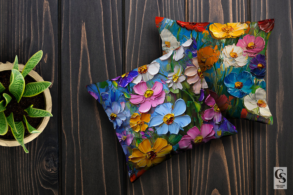 Colorful Impasto Paint Flower Papers, a Pattern Graphic by Creative Store (Photo 4 of 5)