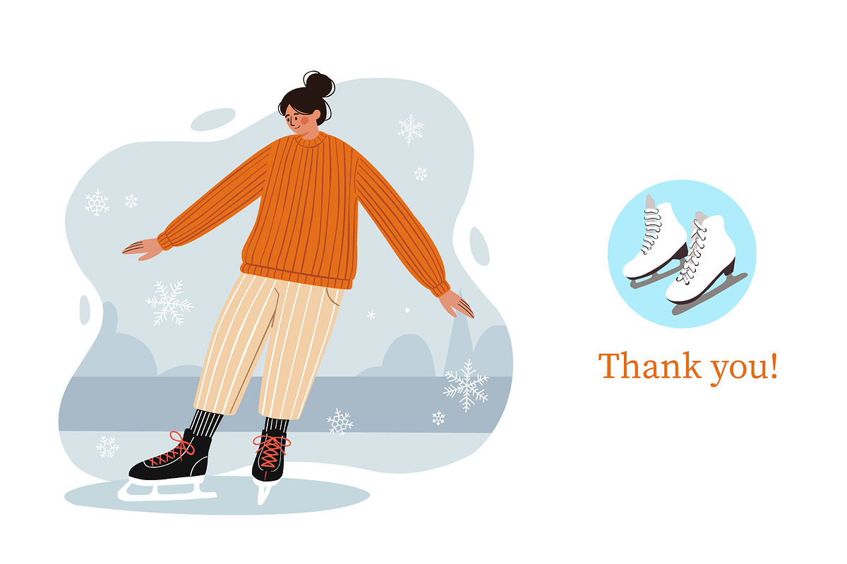 Winter Ice Skating Vector Collection, a Person Illustration by Olga Bonitas (Photo 7 of 7)