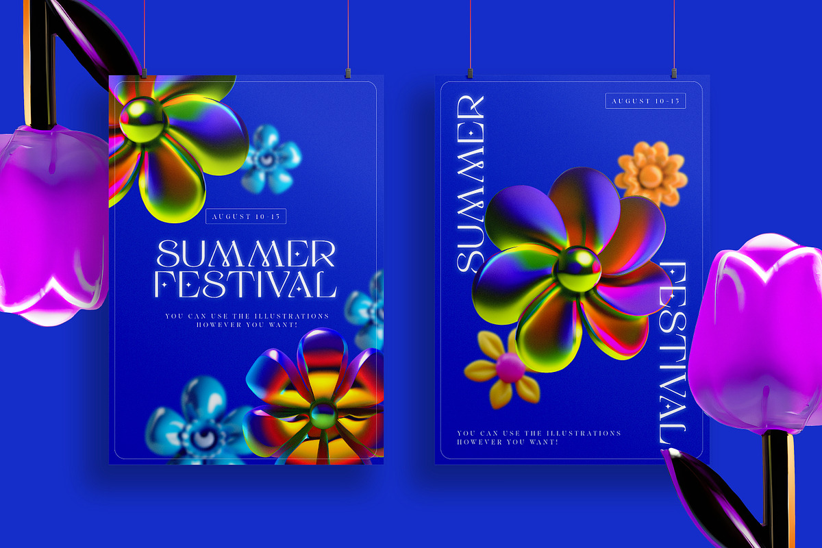 Flower Fantasy: 3D Illustrations, an Object Graphic by marmarina (Photo 7 of 7)