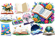 Vintage Flowers With Book Clipart, an Illustration by Wow Magic (Thumbnail 5 of 5)