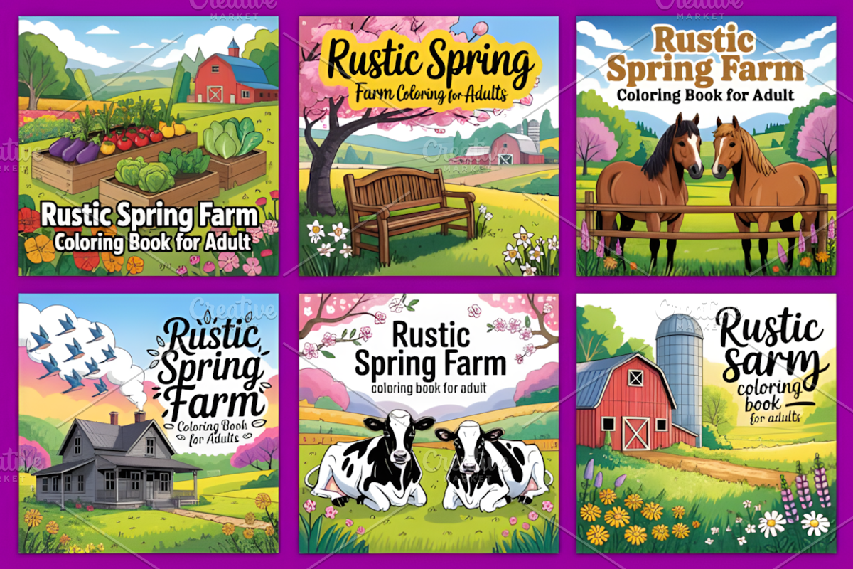 Rustic Spring Farm Coloring Pages, a Decorative Illustration by Coco Bloom (Photo 4 of 4)