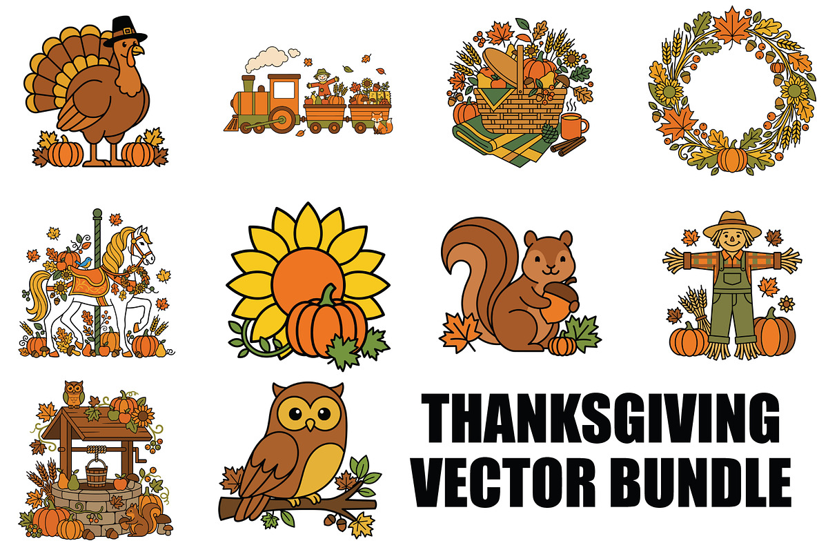 This Autumn & Thanksgiving Clipart, a Seasonal Illustration by abu67222 (Photo 7 of 21)
