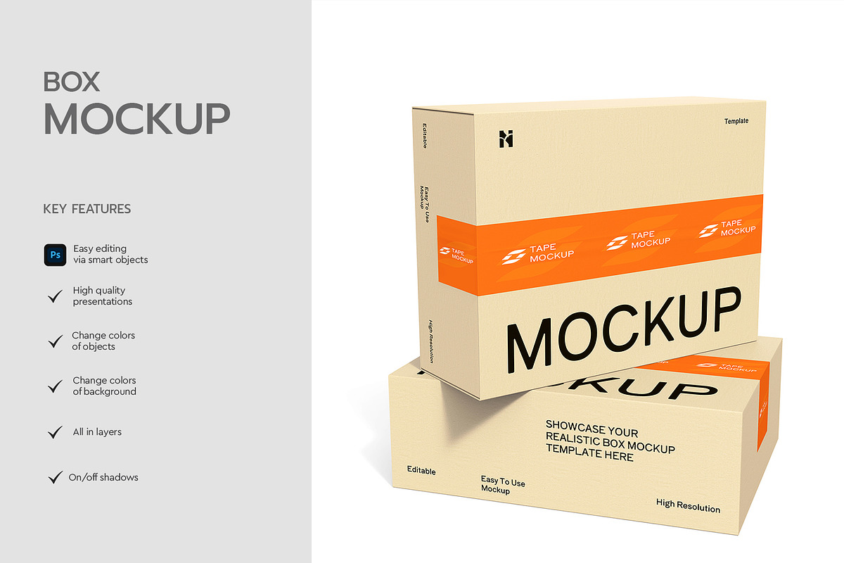 Two Stacked Box Mockup Template